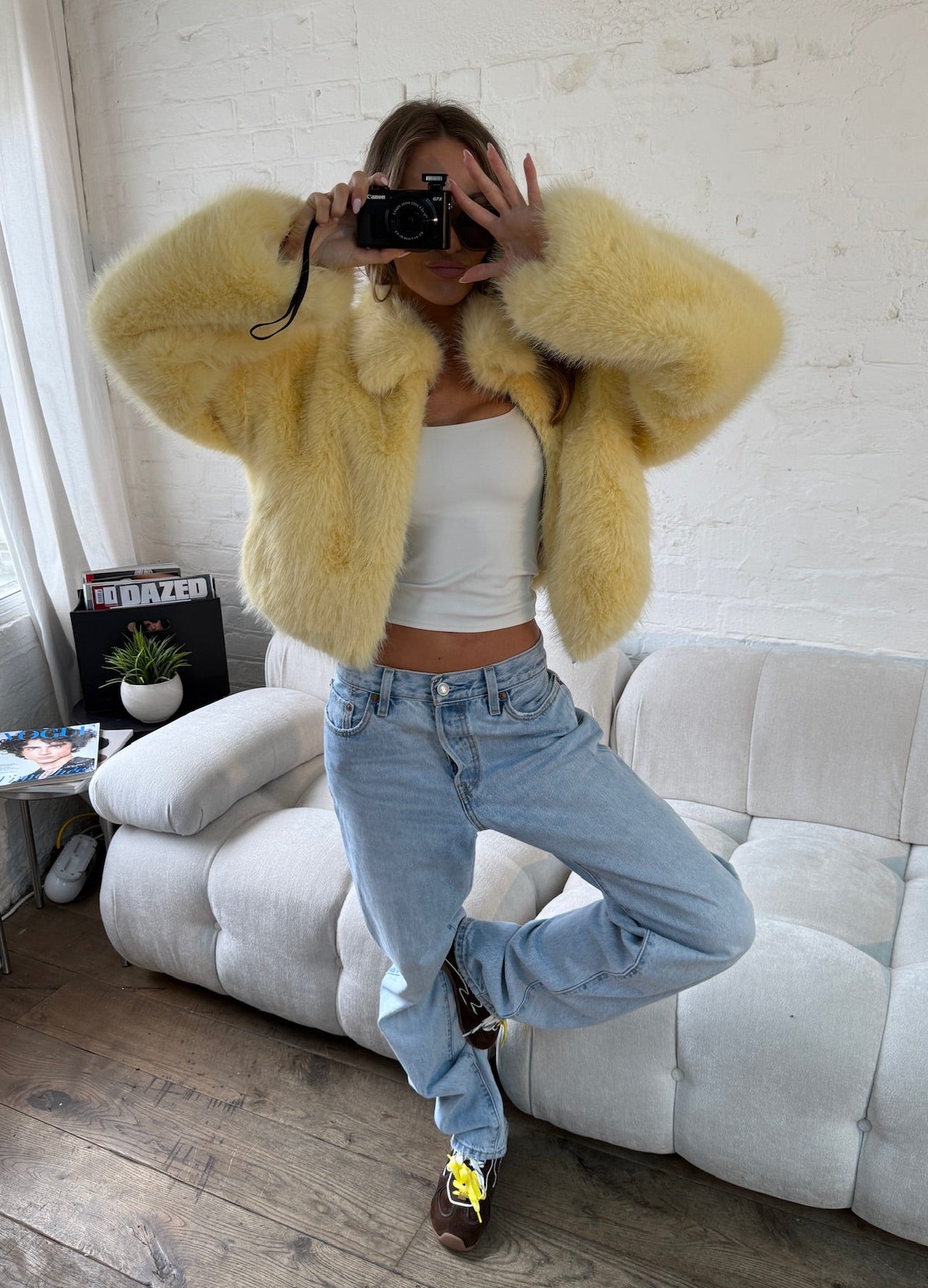 Chaqueta Faux Fur Luxe en Tono Butter