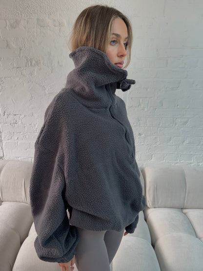 Sudadera Fleece Oversize Funnel en Gris