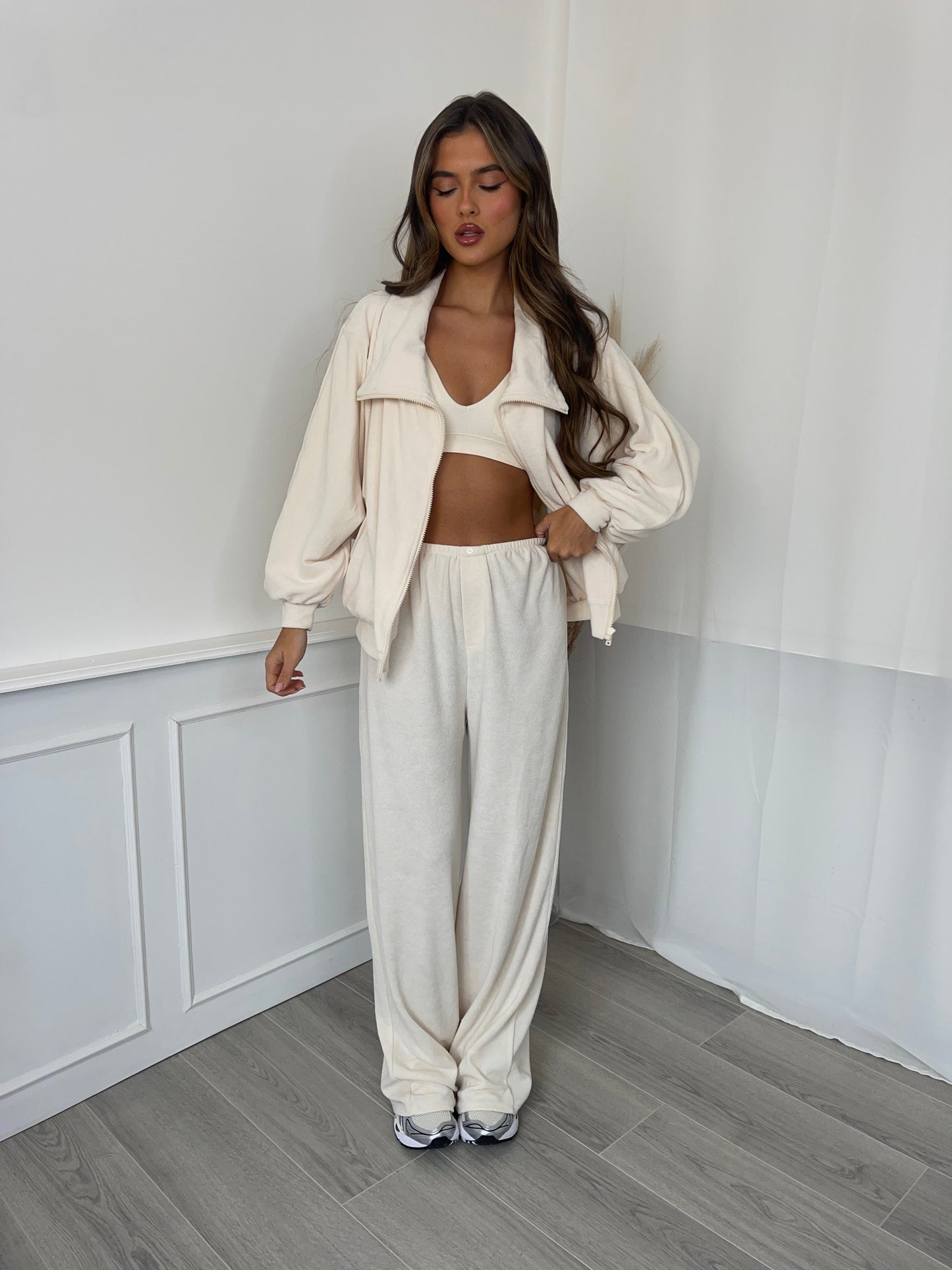 Pantalón Loungewear Towelling en Crema