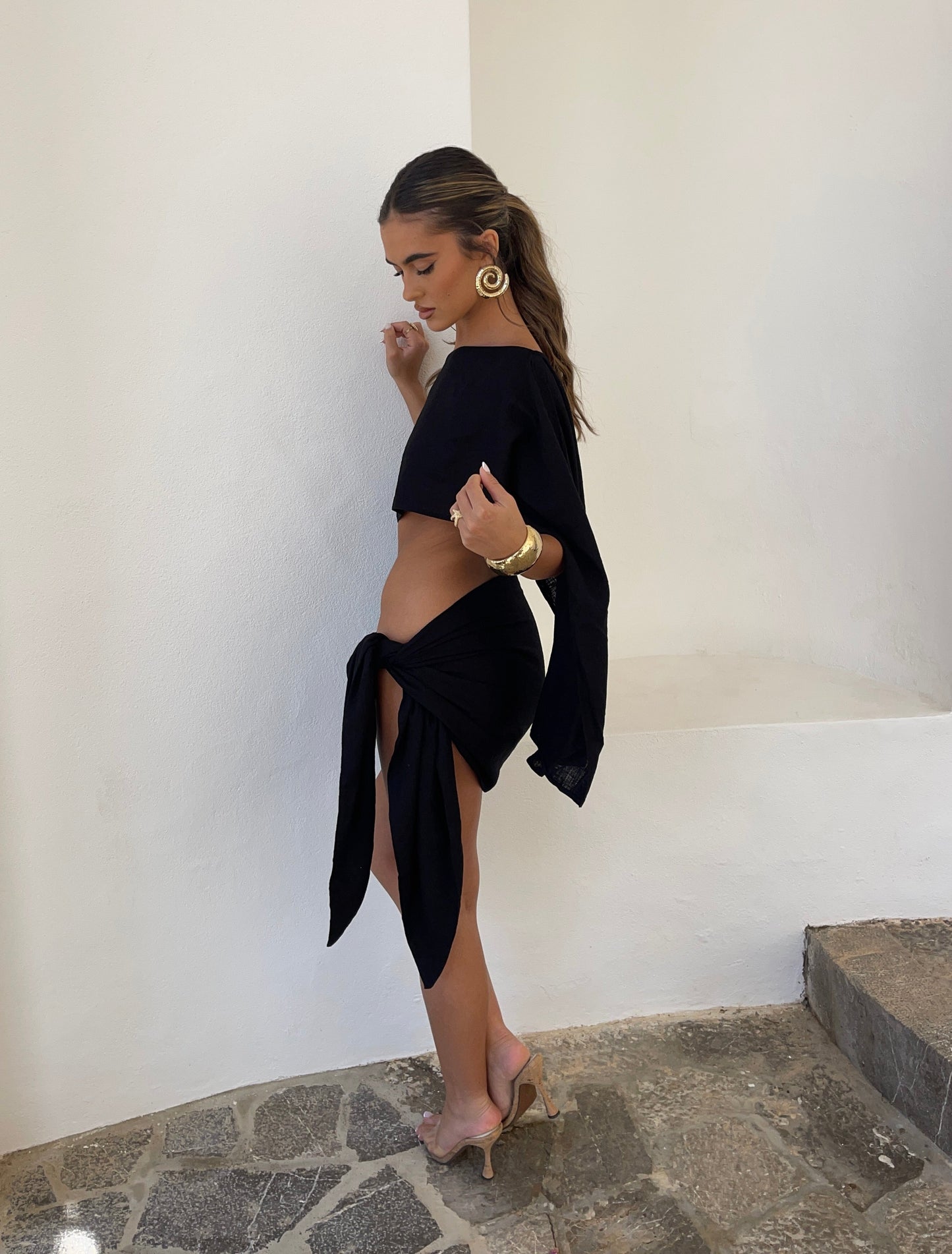 Conjunto Cleo Sarong en Negro