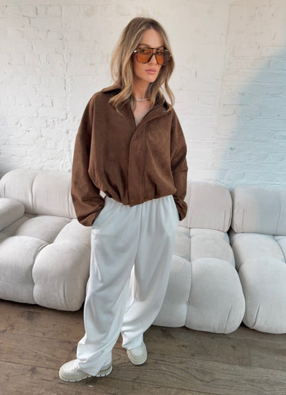 Chaqueta Oversize Suede Touch en Chocolate