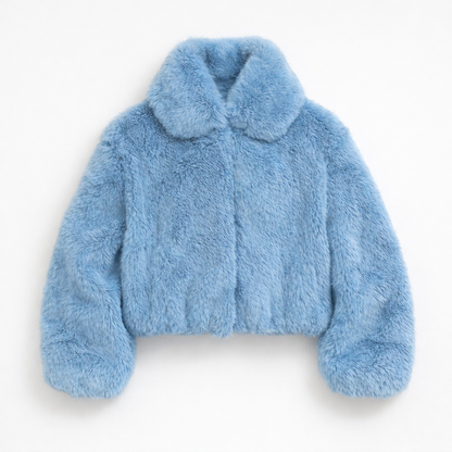Chaqueta Faux Fur Luxe en Azul Hielo
