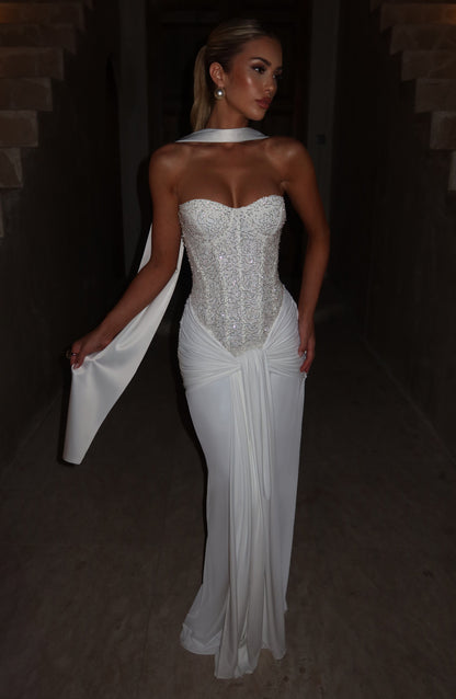 Vestido largo Carina - Marfil