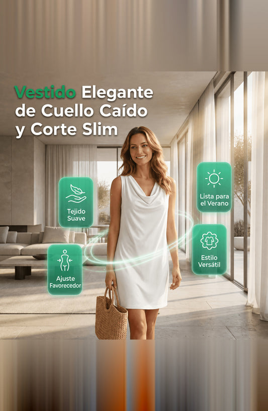 Vestido entallado con cuello barco
