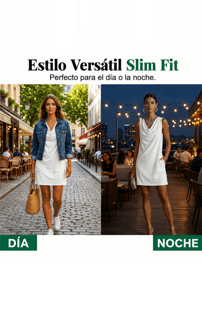 Vestido entallado con cuello barco
