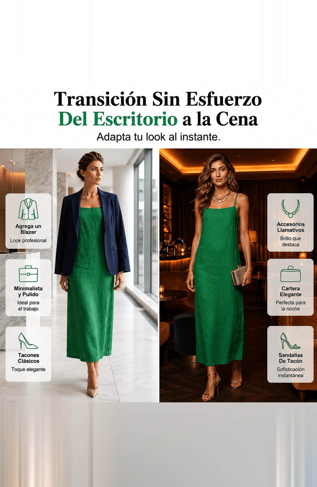 Vestido liso de estilo informal para mujer