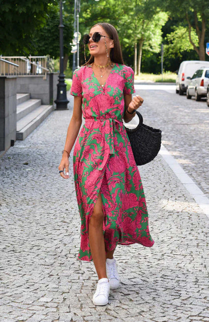 Julia - elegante vestido con escote en V y corte entallado