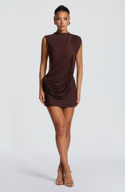 Mini vestido Mireya - Marrón ciruela