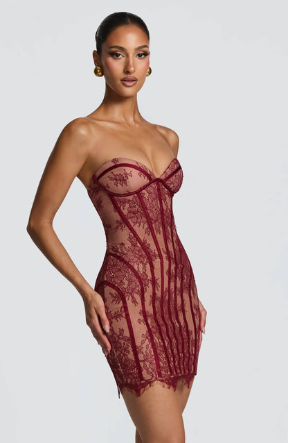 Mini vestido Sian - Burdeos