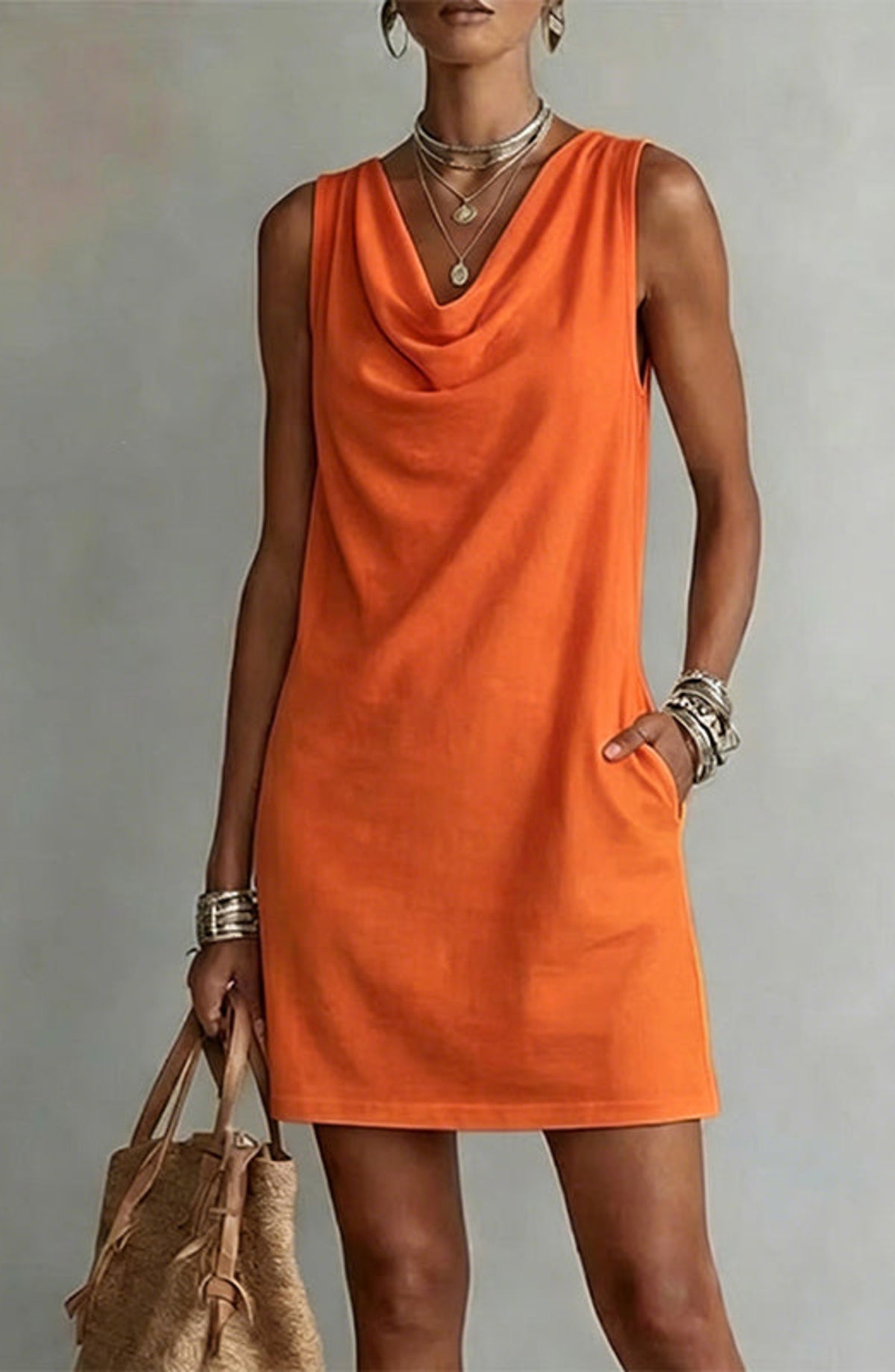 Vestido entallado con cuello barco