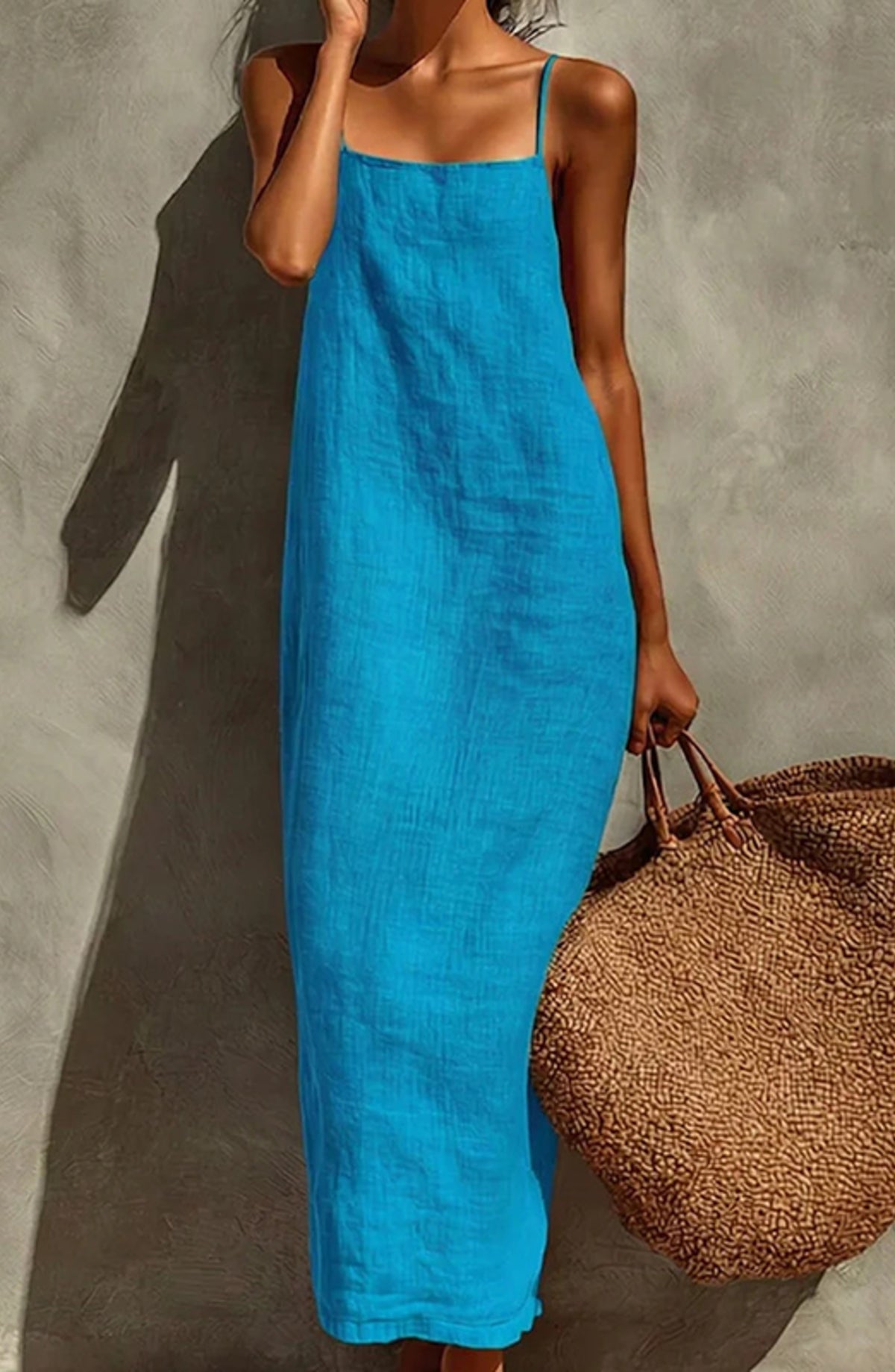 Vestido liso de estilo informal para mujer