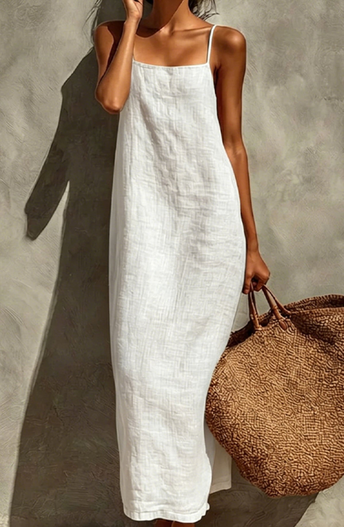 Vestido liso de estilo informal para mujer