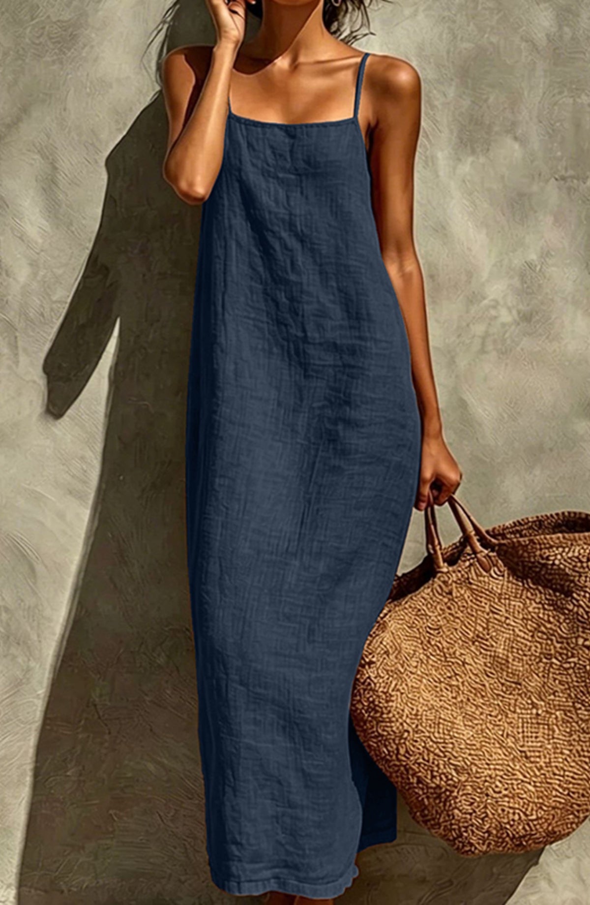 Vestido liso de estilo informal para mujer