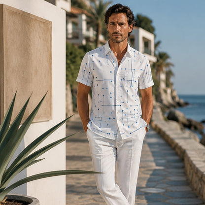 📢📢 50 % DE RÉDUCTION !! ⏰ Chemise boutonnée à coupe décontractée et imprimé géométrique pour homme