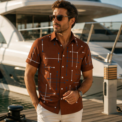 📢📢 50 % DE RÉDUCTION !! ⏰ Chemise boutonnée à coupe décontractée et imprimé géométrique pour homme