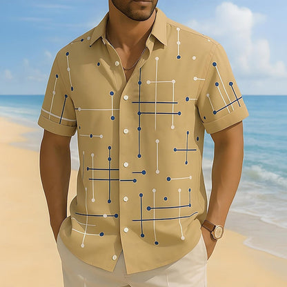📢📢 50 % DE RÉDUCTION !! ⏰ Chemise boutonnée à coupe décontractée et imprimé géométrique pour homme
