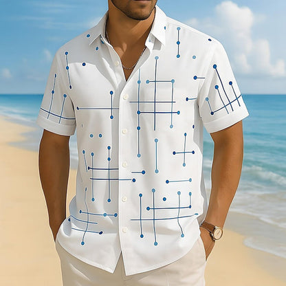 📢📢 50 % DE RÉDUCTION !! ⏰ Chemise boutonnée à coupe décontractée et imprimé géométrique pour homme