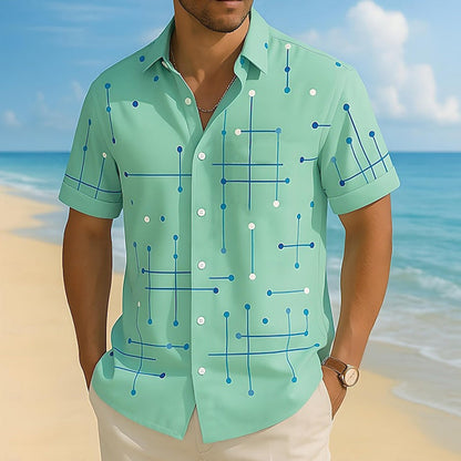📢📢 50 % DE RÉDUCTION !! ⏰ Chemise boutonnée à coupe décontractée et imprimé géométrique pour homme