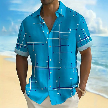 📢📢 50 % DE RÉDUCTION !! ⏰ Chemise boutonnée à coupe décontractée et imprimé géométrique pour homme